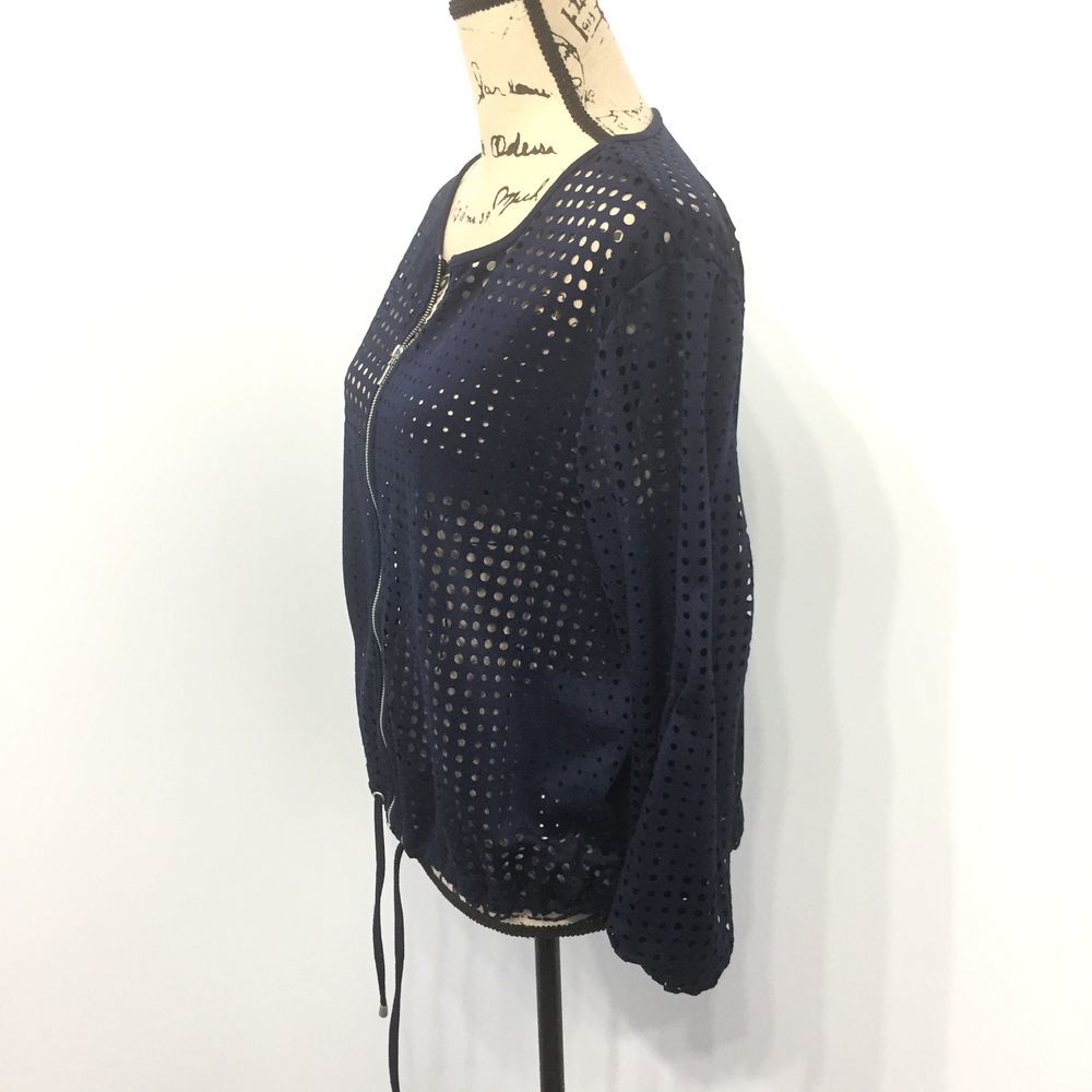 Ruby Rd. Large Jacket Zip Up Navy Blue Long - Picture 3 of 6